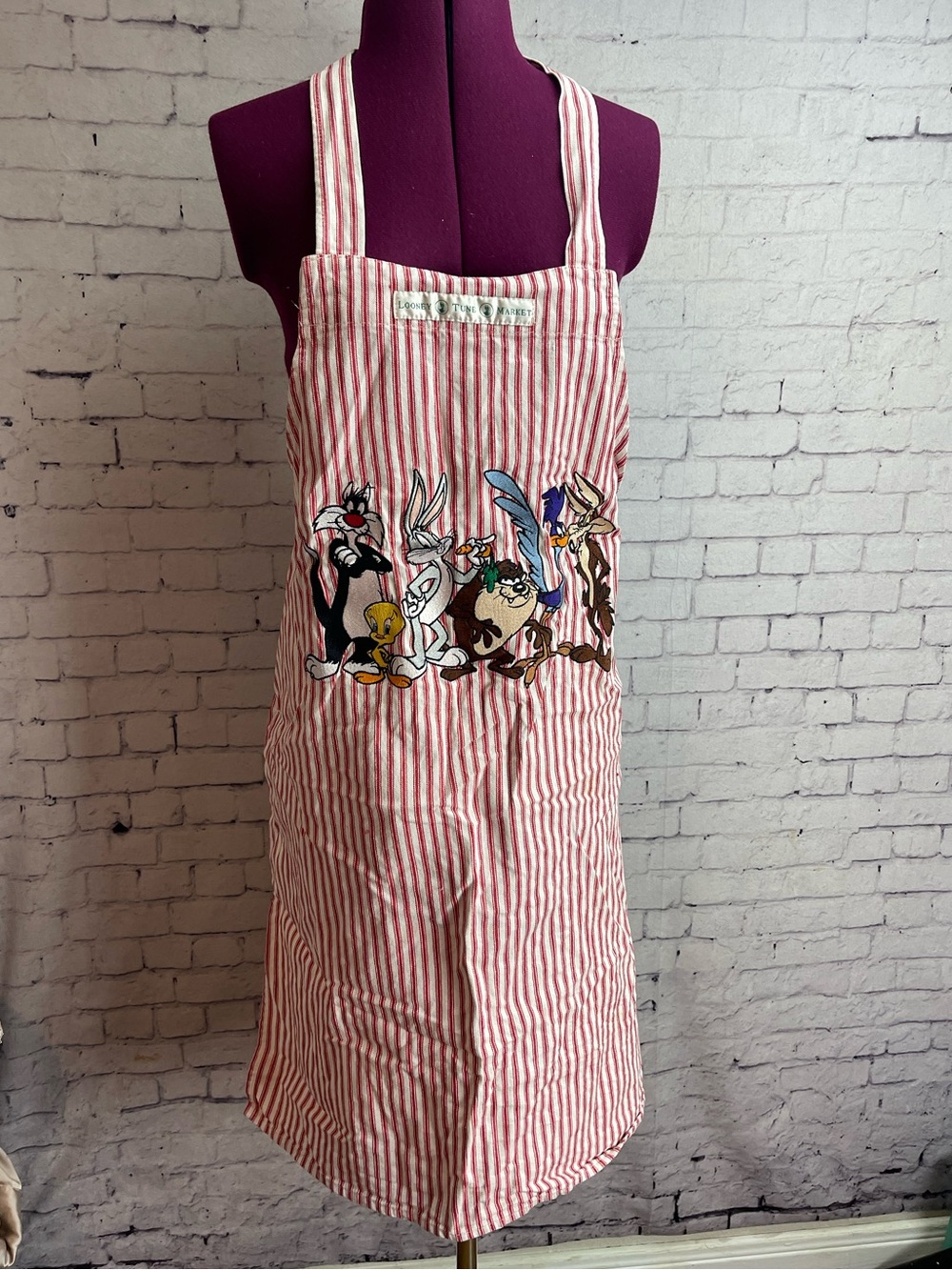 Looney Tunes vintage 1990’s market apron red ticking material adult one size